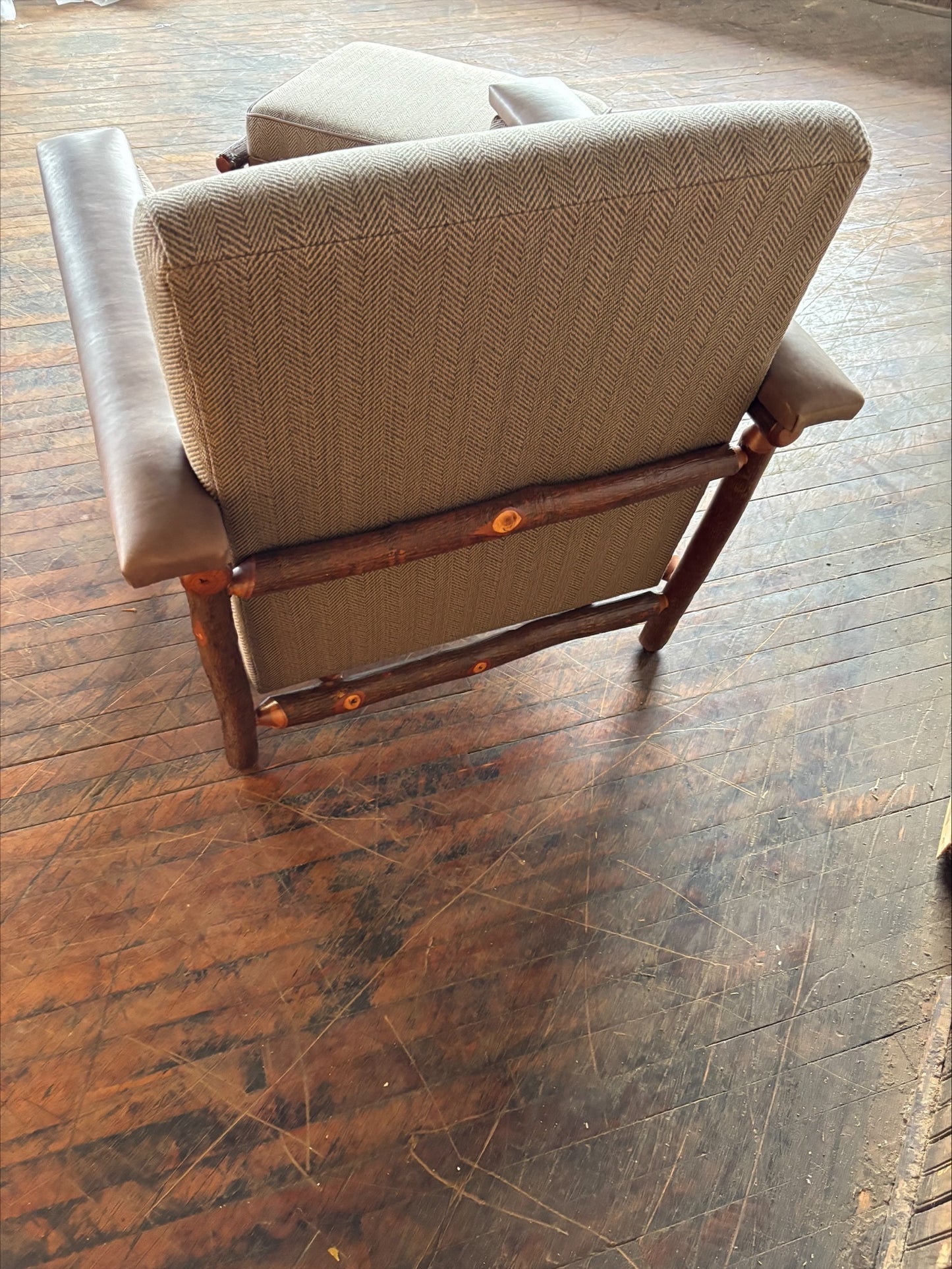Don't Feed the Bears Chair and Ottoman (scratch in leather) - FREE SHIPPING