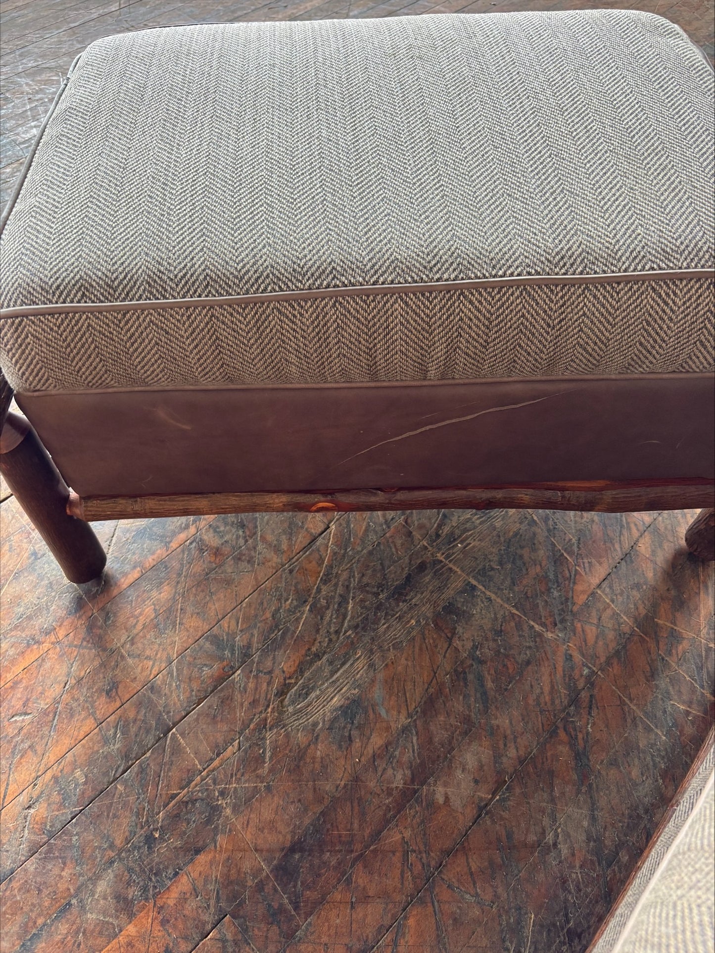 Don't Feed the Bears Chair and Ottoman (scratch in leather) - FREE SHIPPING