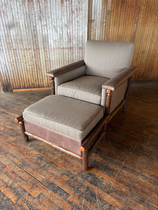 Don't Feed the Bears Chair and Ottoman (scratch in leather) - FREE SHIPPING