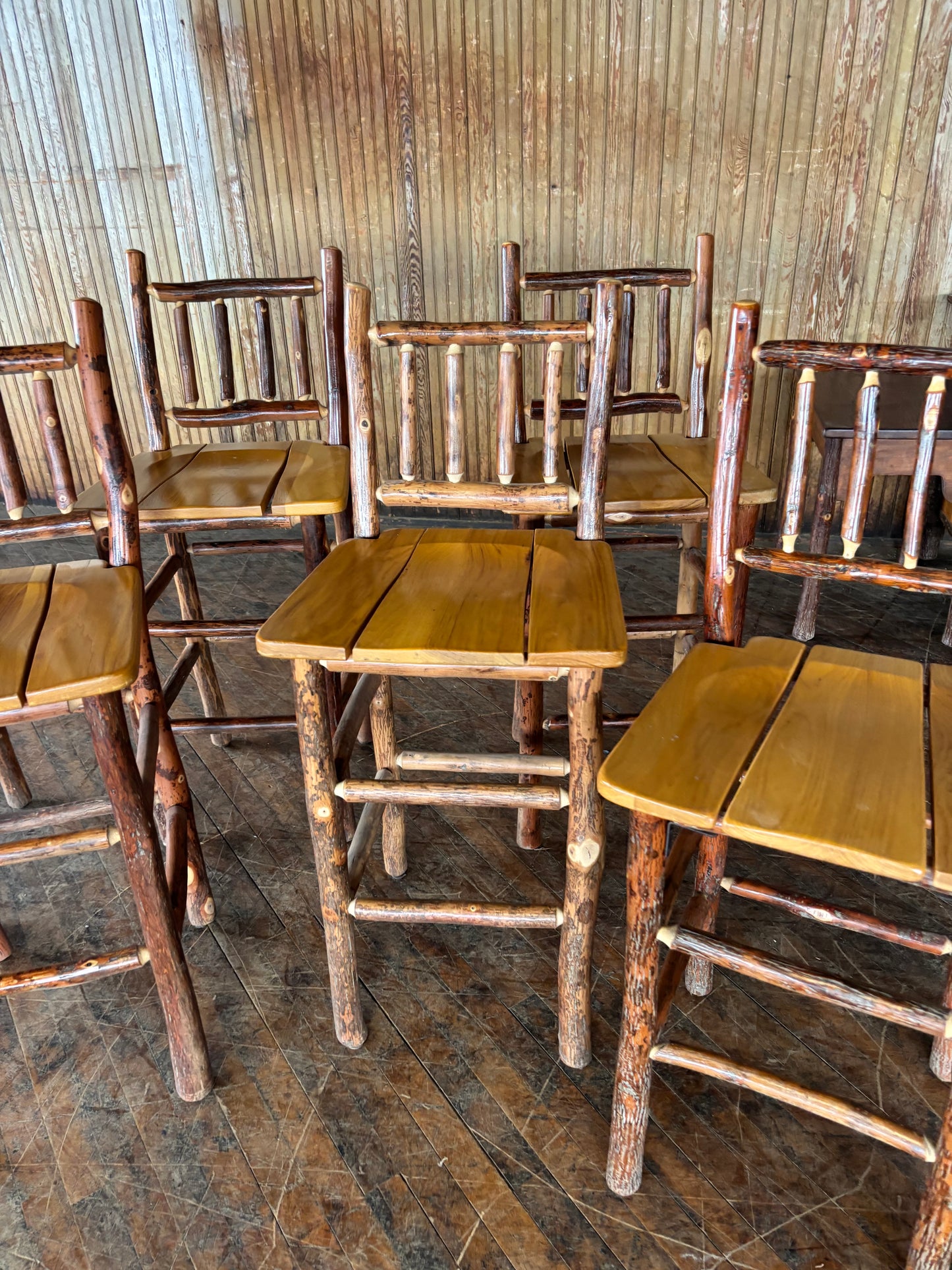 Old Hickory Barstool Set of 7- FREE SHIPPING